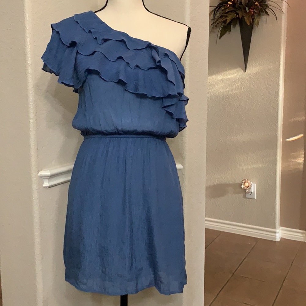 Blue one shoulder mini dress  Size medium